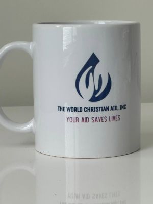 Glass mug with double sided logo